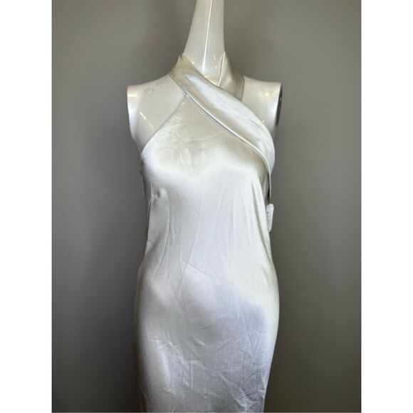 NWT GALVAN LONDON SATIN PANDORA DRESS PLATINUM SIZE US4 $1695 - Picture 8 of 15